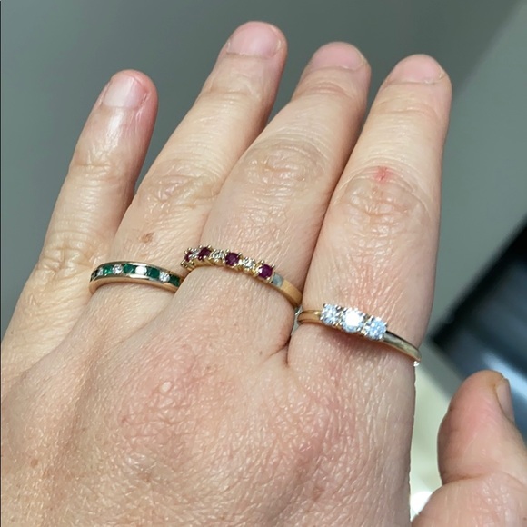 Ruby and diamond band 14k, size 8 - Picture 3 of 5